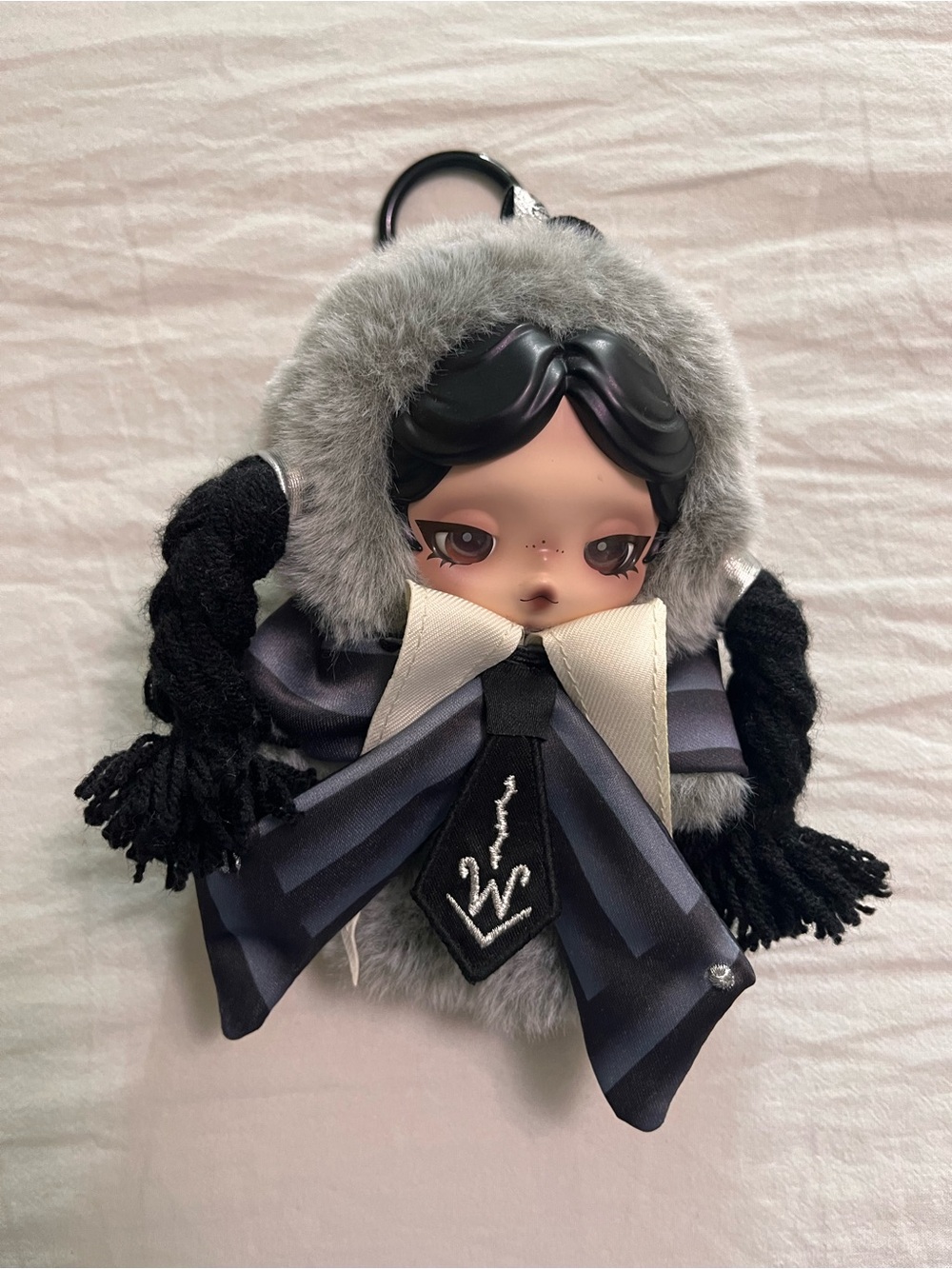 POPMART SKULLPANDA- WEDNESDAY - plush Keychain in Gray and Black